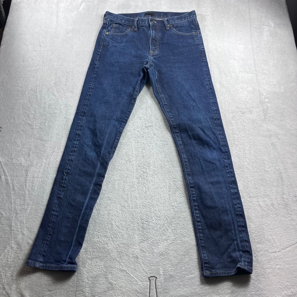 Uniqlo Slim Straight Selvedge Jeans Kaihara Dark Wash Indigo Mens 31x34